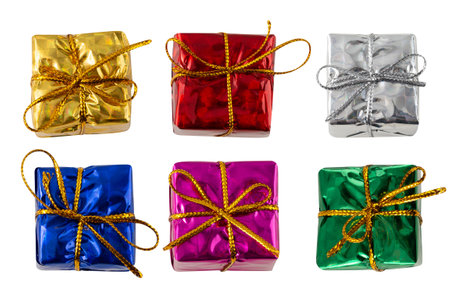 Set of Gift boxes decoration isolated on white background with clipping path.