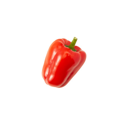 Red bell pepper isolated on white backgroundの写真素材