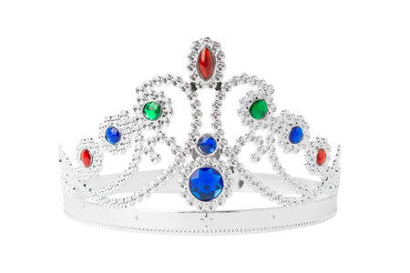 Realistic Silver Crown isolated on white background with clipping path.の写真素材