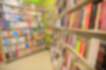Abstract blurred photo of book storeの写真素材