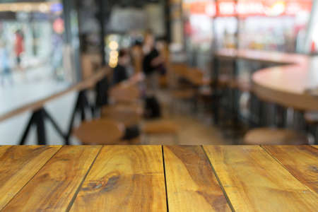 blurred image wood table and abstract  Coffee shop background and peopleの写真素材