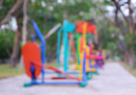 blurred photo outdoor fitness equipmentの写真素材