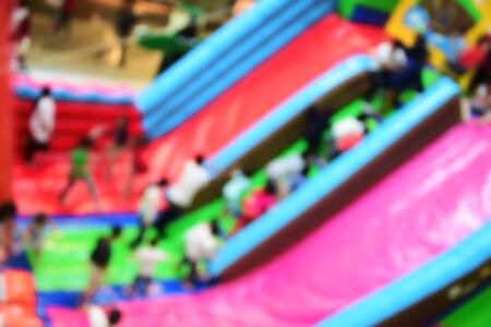 blurred image Children's playground at public parkの写真素材