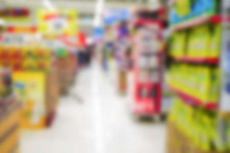 blurred image abstract supermarket store with bokehの写真素材