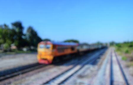 blur image old train in thailand