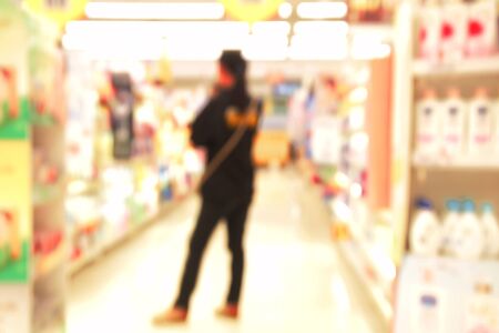 blur image background with bokeh light of department store in shopping Mall