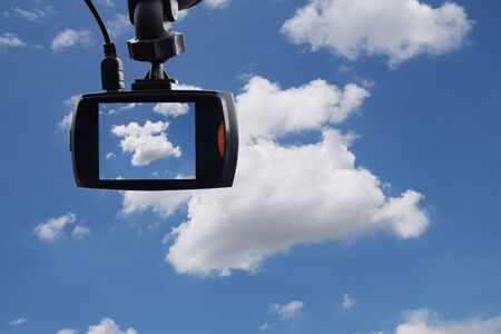 Video car camera fixed on windscreen. Recording style of driving another drivers