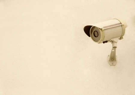 Security camera equipment on wallの写真素材