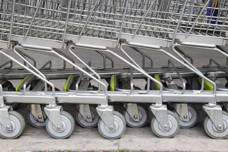 shopping carts in a row are waiting for usingの写真素材