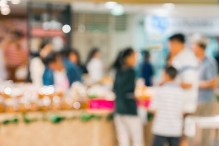 blurred image food center at shopping mall and people with bokehの写真素材