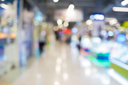blurred image people in shopping mall with bokehの写真素材