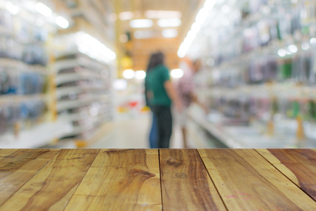 blurred photo of Supermarket store on background with bokehの写真素材