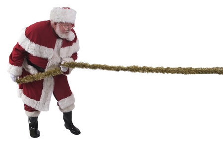 Santa in a Tug-o-warの写真素材