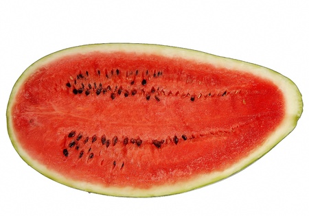 A large juicy fresh watermelon sut in halfの写真素材