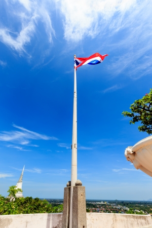 flag of thailand red white and blue skyの写真素材