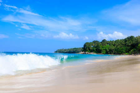 landscape view surin sandy beach summer holiday Phuket Thailandの写真素材