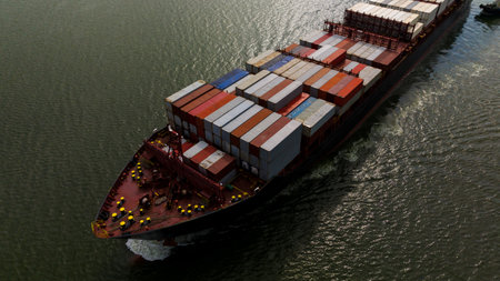 aerial photography cargo ship marine import and export international, global business and industry...