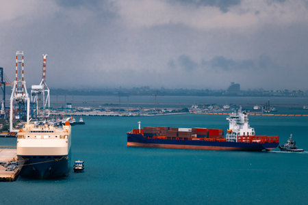 shipping container carrier container sailing in sea, global business and industry delivery service...