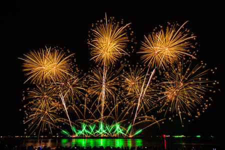 PATTAYA, CHONBURI, THAILAND Beautiful colorful fireworks night scene at Pattaya International...