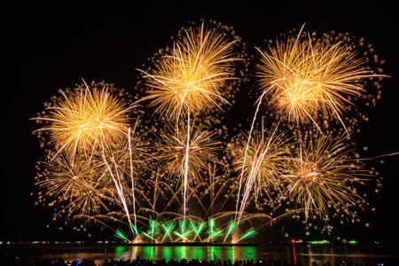 PATTAYA, CHONBURI, THAILAND Beautiful colorful fireworks night scene at Pattaya International...