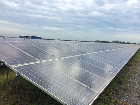 Solar cell farm natural energy sourcesの写真素材