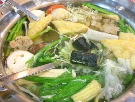 Cooking on the hotpot many ingredient such as vegetableの写真素材