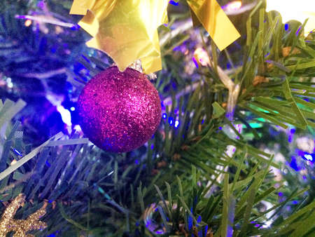 Decorated Christmas tree on Happy new yearの写真素材