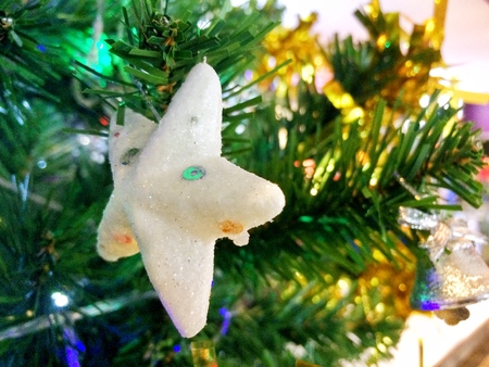 Decorated Christmas tree on Happy new yearの写真素材