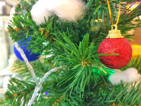 Decorated Christmas tree on Happy new yearの写真素材