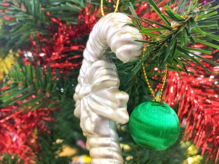 Decorated Christmas tree on Happy new yearの写真素材