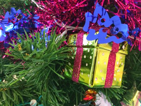 Decorated Christmas tree on Happy new yearの写真素材