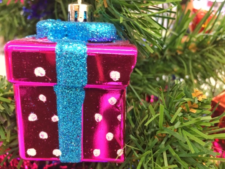 Decorated Christmas tree on Happy new yearの写真素材