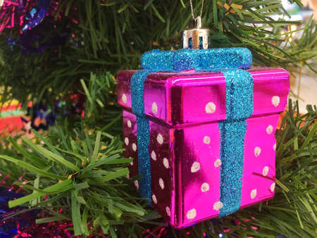 Decorated Christmas tree on Happy new yearの写真素材