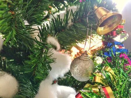 Decorated Christmas tree on Happy new yearの写真素材