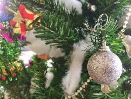 Decorated Christmas tree on Happy new yearの写真素材