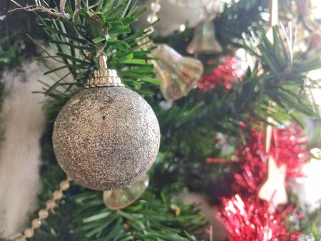 Decorated Christmas tree on Happy new yearの写真素材