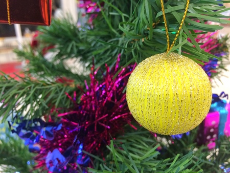 Decorated Christmas tree on Happy new yearの写真素材