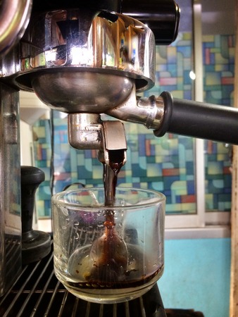 Coffee machine and hot espressoの写真素材