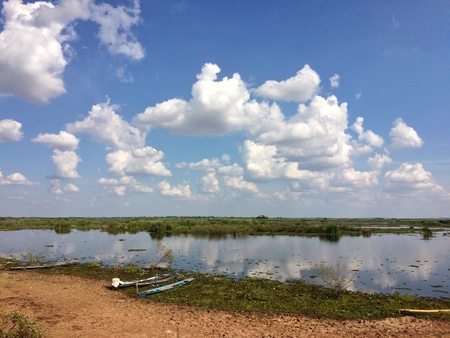 Low water availability may not be sufficient for fishing.の写真素材
