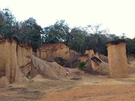 Grand Canyon Forest Park of Phae Mueang Phi ,Phrae in Thailand Natural sculpture landmark by erosion geologyの写真素材
