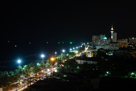 Beautiful downtown night light at Pataya Thailand.の写真素材