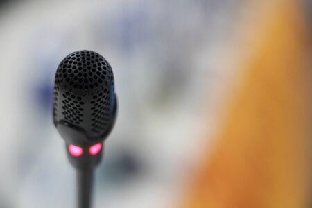 close up of microphone for conference meeting roomの写真素材