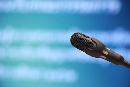 close up of microphone for conference meeting roomの写真素材