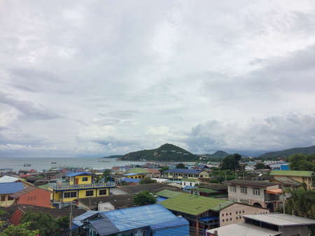 Samae San, Chonburi, Thailand-October 18, 2020 : View of Village community Samae San is adjacent to the sea.のeditorial素材