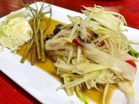 papaya pok pok and vermicelli Thai cuisine spicy deliciousの写真素材