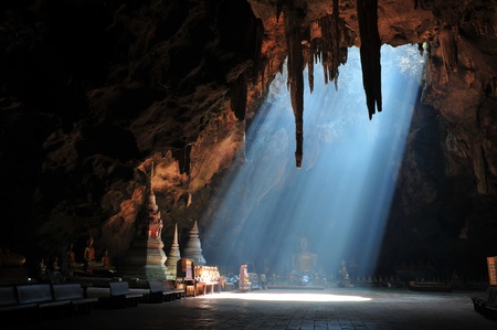 Sunbeam in caveの写真素材