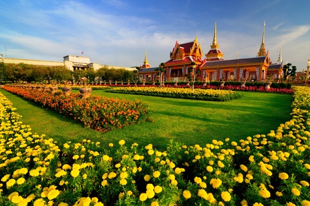 This temporary construction is for the ceremony of Princess Bejaratana Rajasuda Sirisobhabannavadi of Thailand on April 10, 2012 It is a scenery of Royal funeral architecture at Sanamluang Bangkokの写真素材