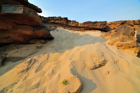 sand and desert plants , Sam-Pan-Bok Grand Canyon, Mekhong River, Thailandの写真素材