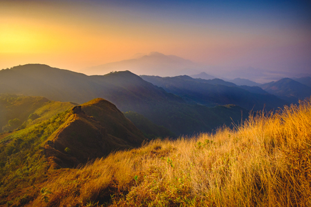 Doi Pawee Mountain, Border of Thailand and Myanmar, Popular Mountain Climbingの写真素材