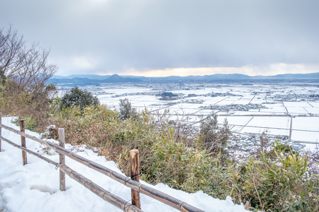View of Hachiman mountain in Omihachiman city, Kyoto prefectureの写真素材